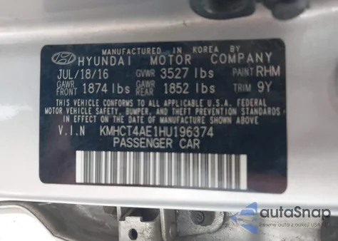 2017 Hyundai Accent Se из США, поврежденный, VIN KMHCT4AE1HU196374